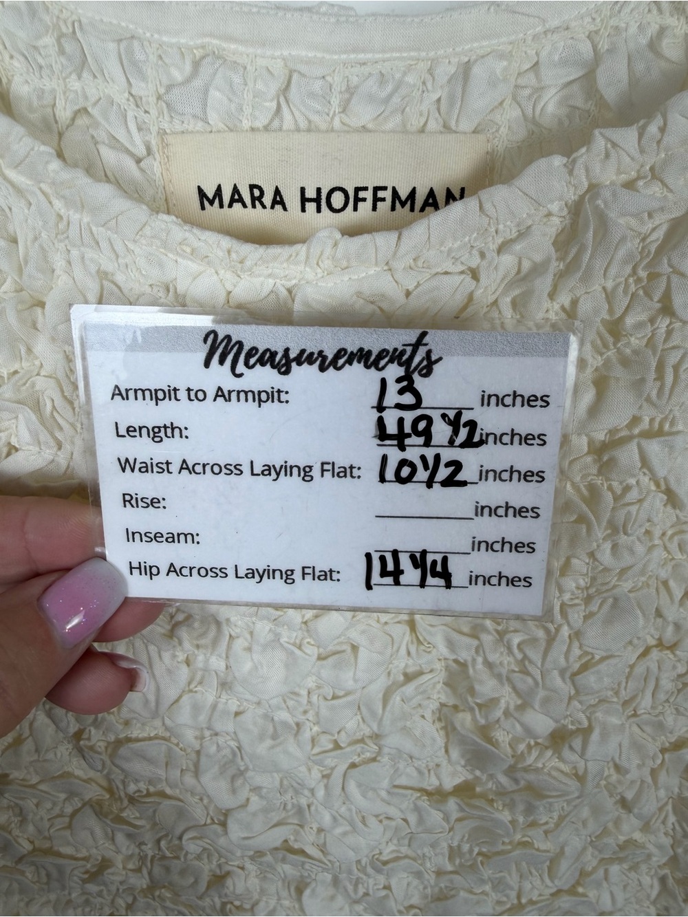 Mara Hoffman NWOT Women’s Sloan Sleeveless Midi Popcorn Column Dress In Cream XS - Picture 14 of 14